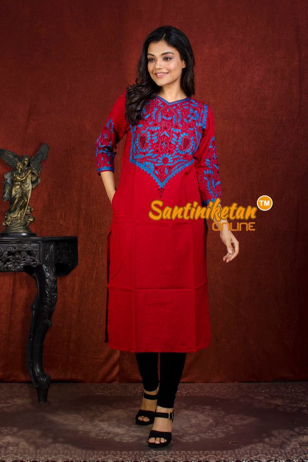 Straight Cut Cotton Kurti With Exclucive Kantha Work SN20213974