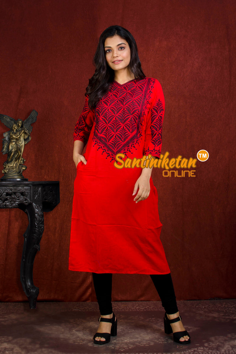 Straight Cut Cotton Kurti With Exclucive Kantha Work SN20213977