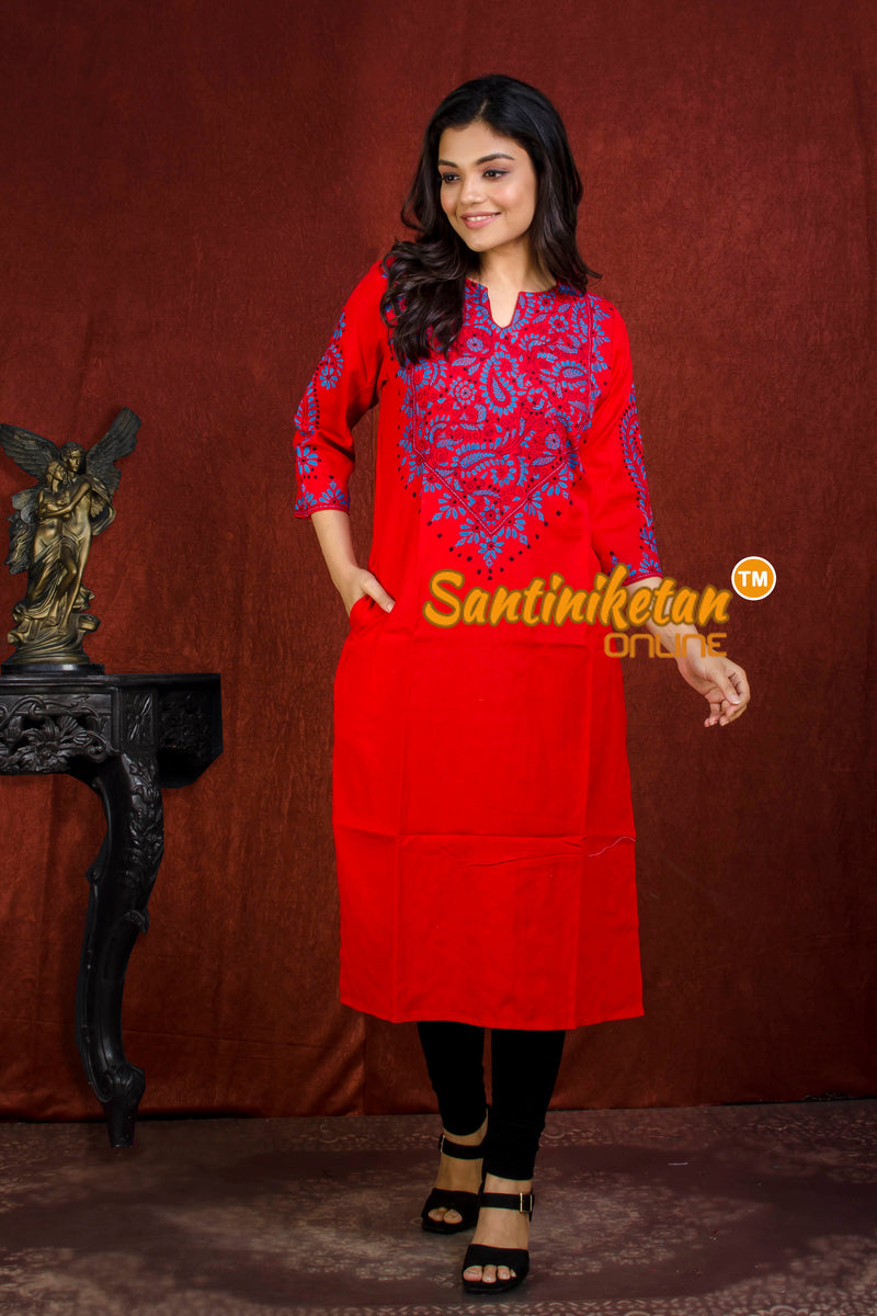 Straight Cut Cotton Kurti With Exclucive Kantha Work SN20213992
