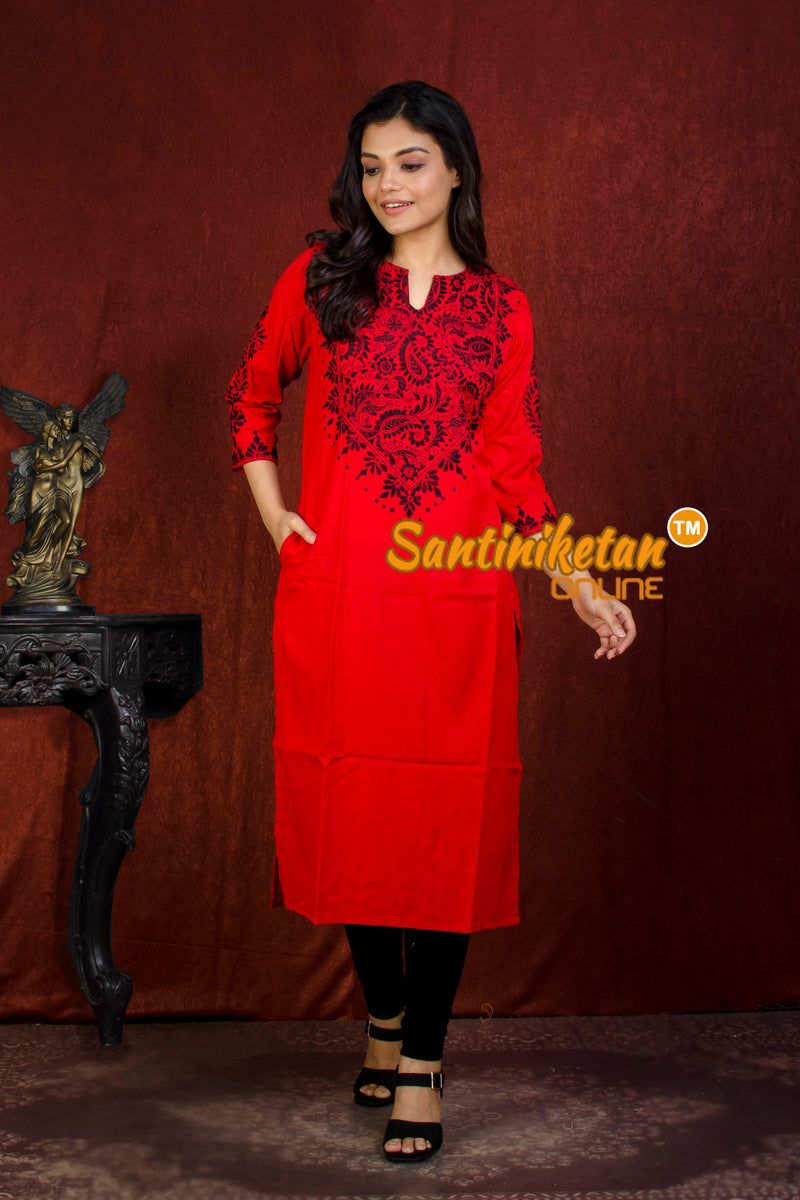 Straight Cut Cotton Kurti With Exclucive Kantha Work SN20214013