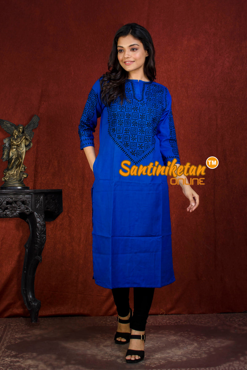 Straight Cut Cotton Kurti With Exclucive Kantha Work SN20214019