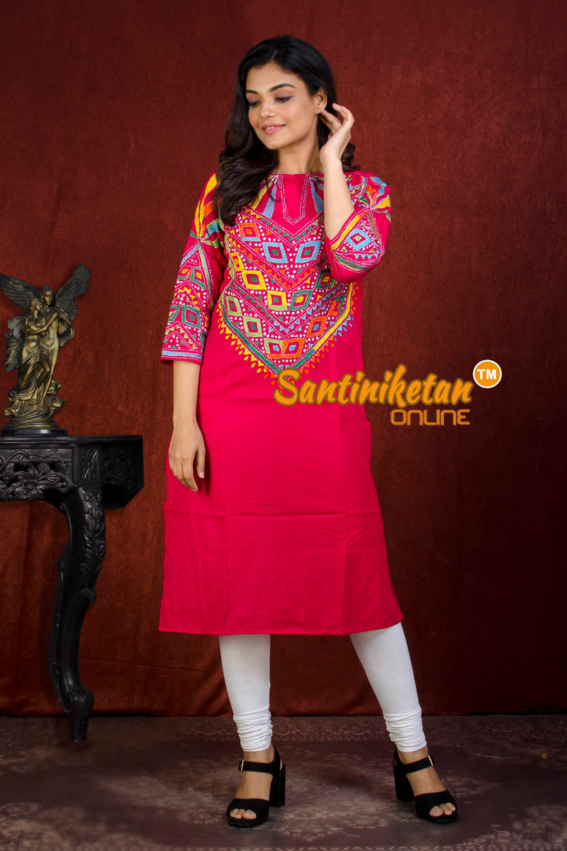 Straight Cut Cotton Kurti With Exclucive Kantha Work SN20214118
