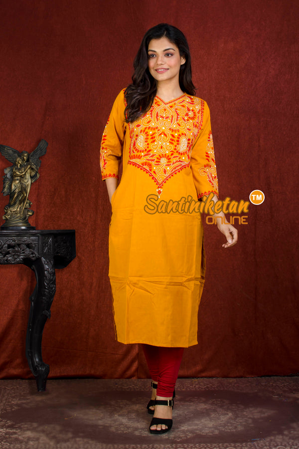 Straight Cut Cotton Kurti With Exclucive Kantha Work SN20214251
