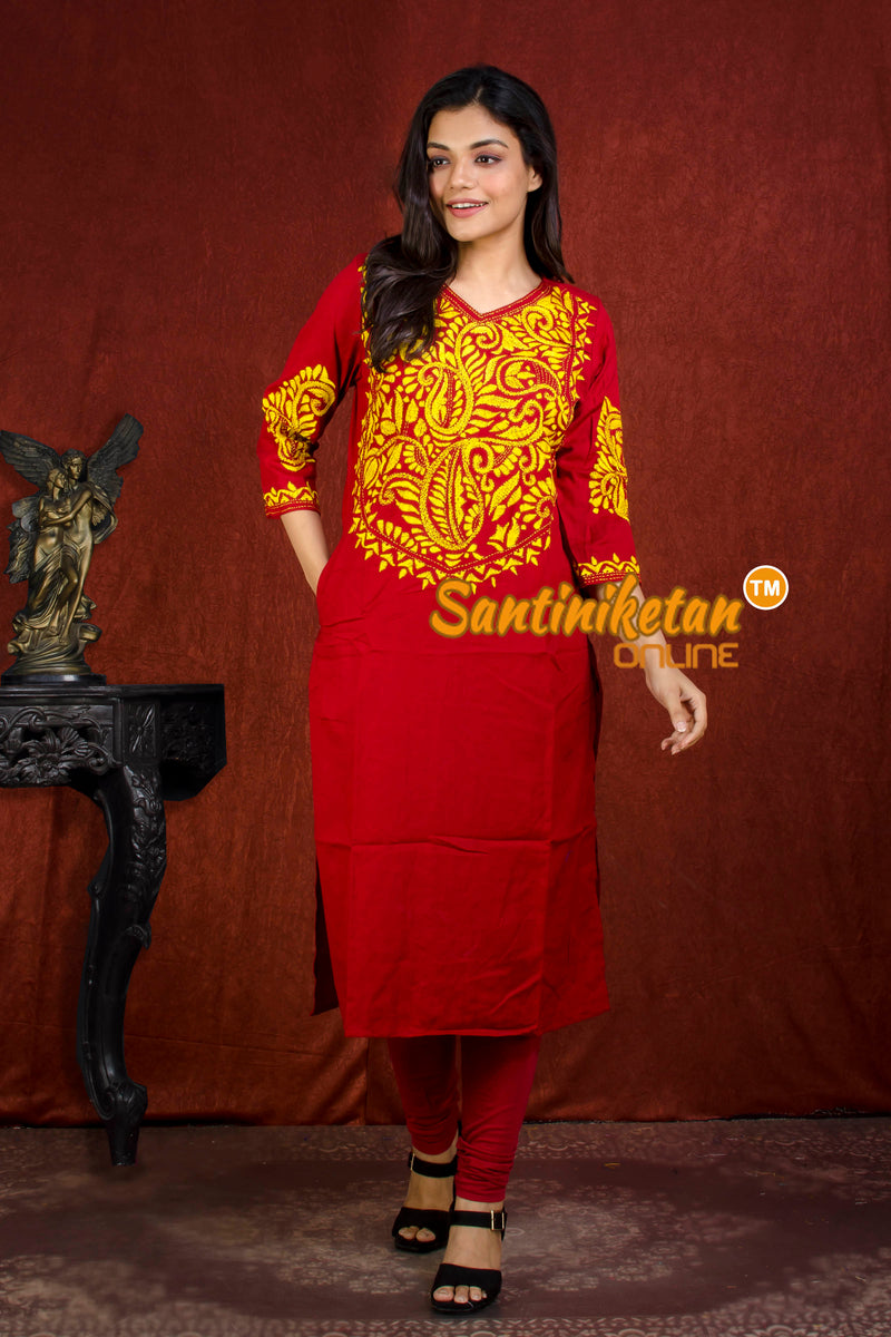 Straight Cut Cotton Kurti With Exclucive Kantha Work SN20214296
