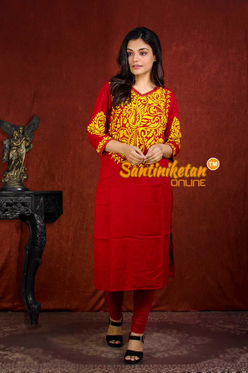 Straight Cut Cotton Kurti With Exclucive Kantha Work SN20214296