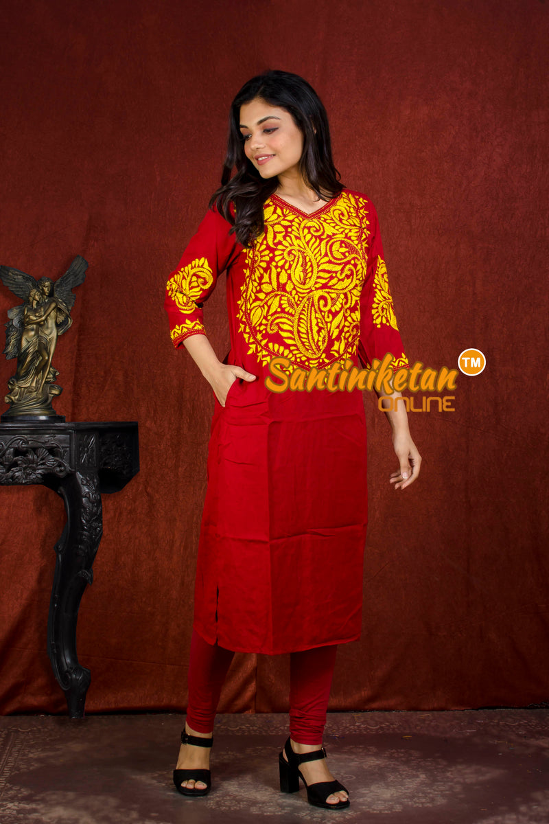 Straight Cut Cotton Kurti With Exclucive Kantha Work SN20214296