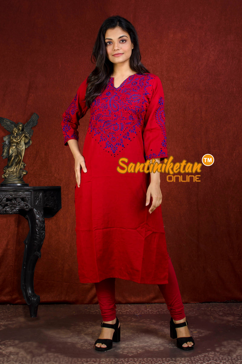 Straight Cut Cotton Kurti With Exclucive Kantha Work SN20214302