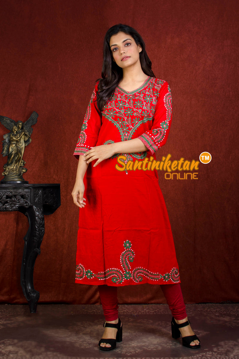 Straight Cut Cotton Kurti With Exclucive Kantha Work SN20214305