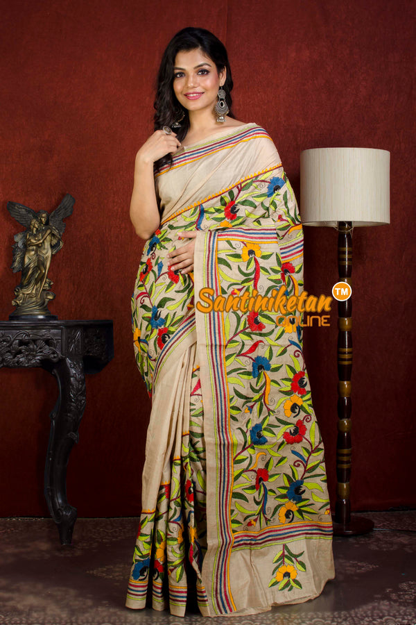 Gachi Tussar Kantha Stitch Saree SN20214586