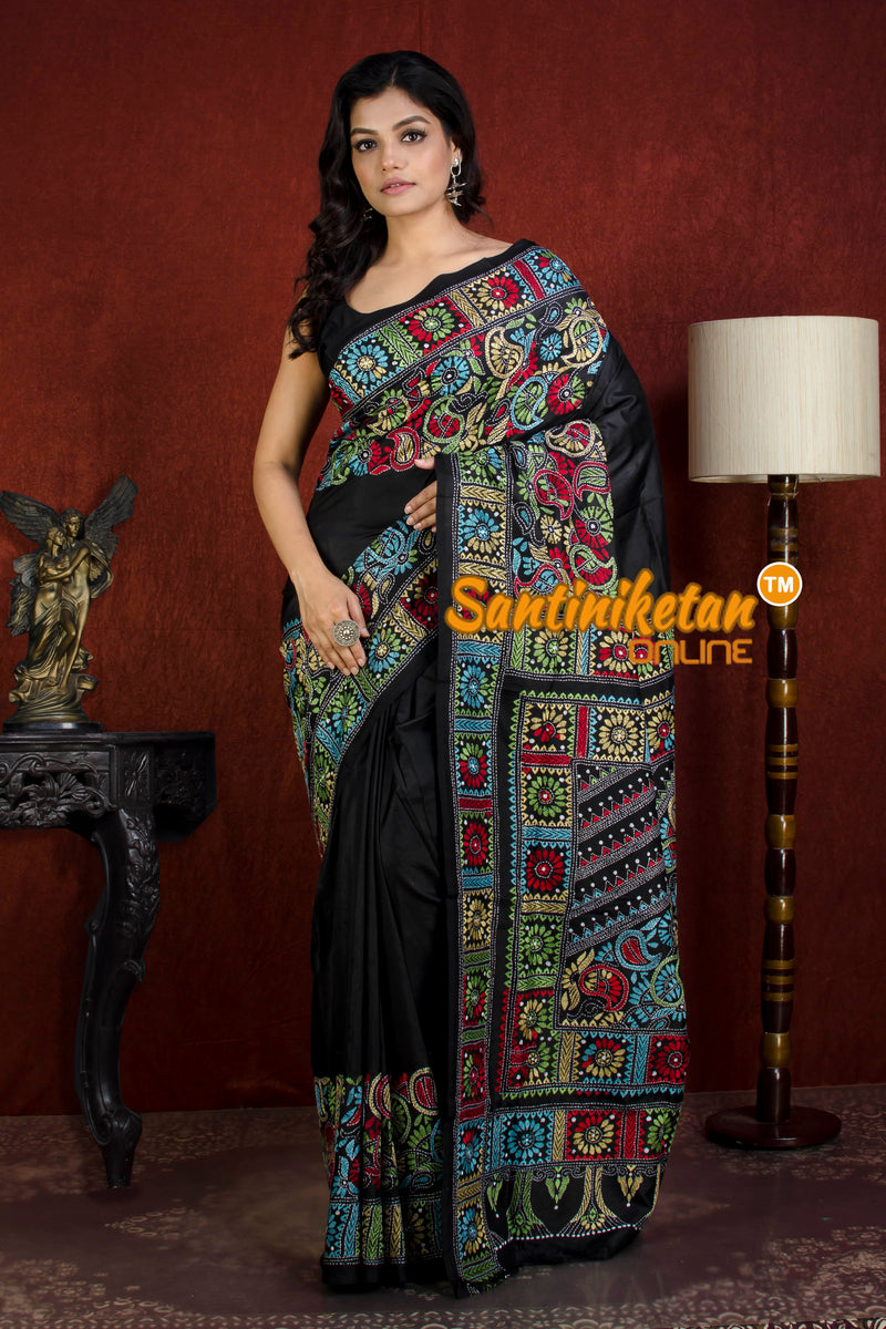Bangalore Silk Kantha Stitch Saree SN20215696