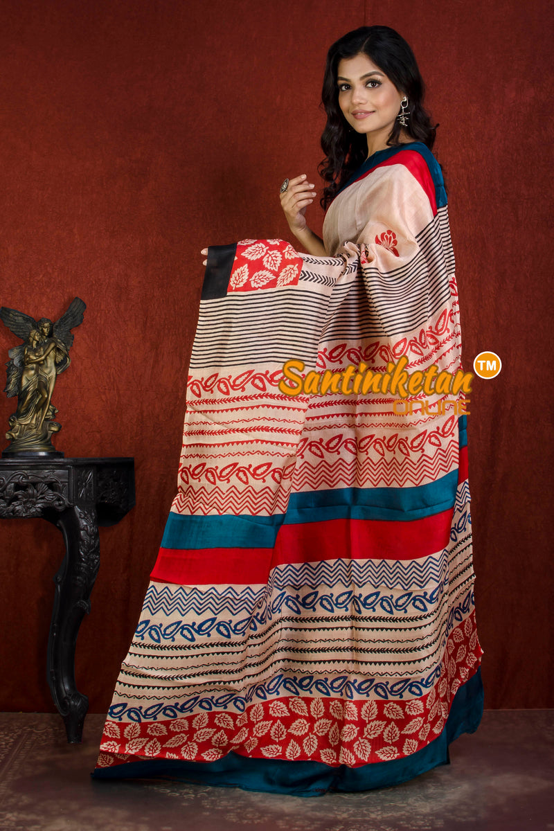 Hand Block On Murshidabad Silk SN20215948