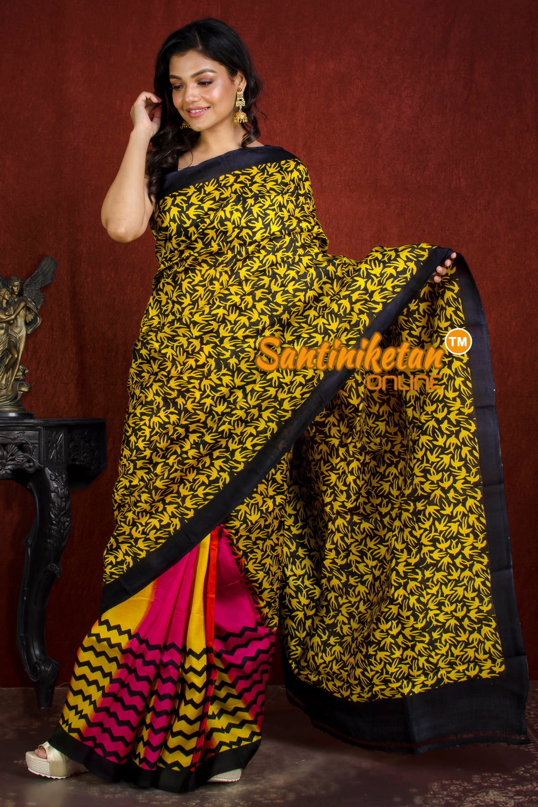 Hand Block On Murshidabad Silk SN20216122