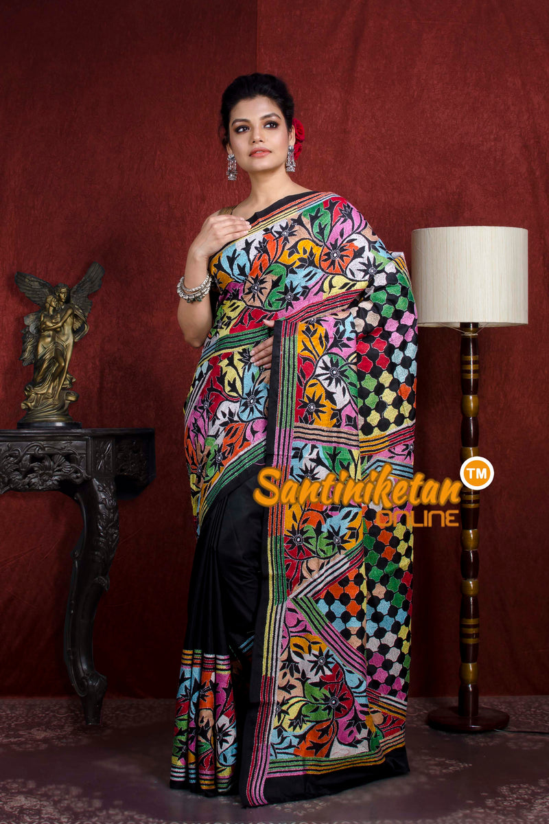Pure Bangalore Silk Kantha Stitch Saree SN20218692