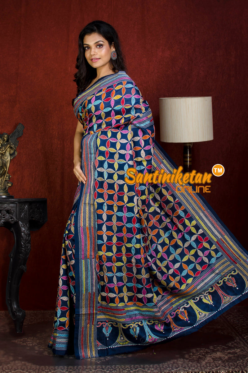 Pure Bangalore Silk Kantha Stitch Saree SN20218756