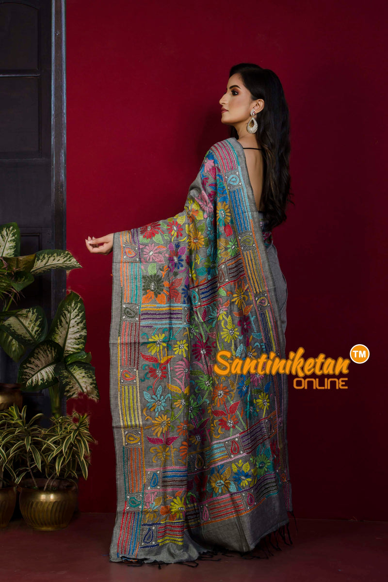 Pure Soft Cotton Kantha Stitch (Hand Embroidery) Saree SN20221227