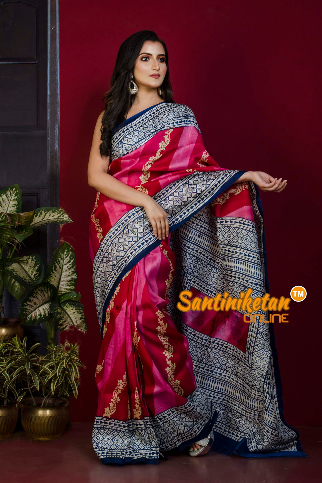 Hand Block On Murshidabad Silk SN20221259