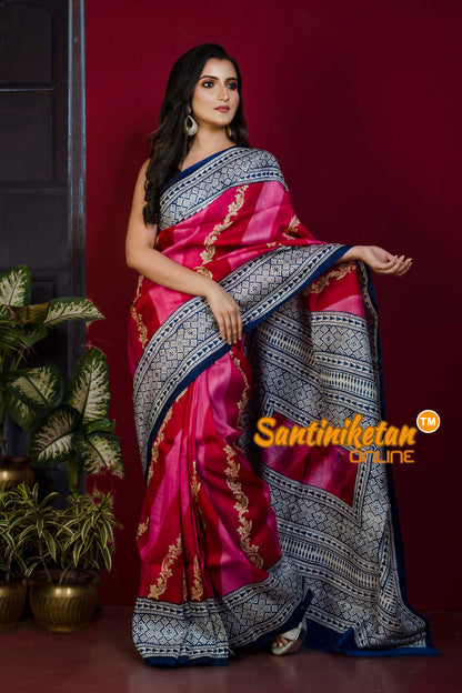 Hand Block On Murshidabad Silk SN20221259
