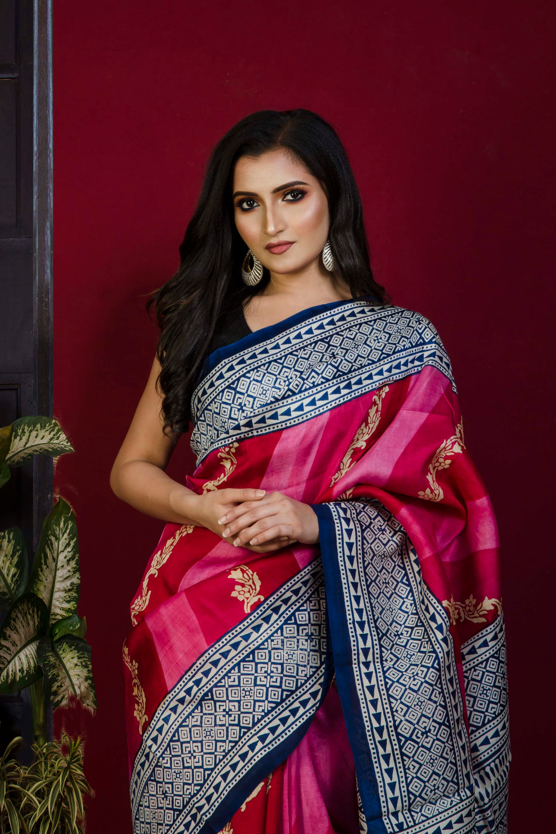 Hand Block On Murshidabad Silk SN20221259