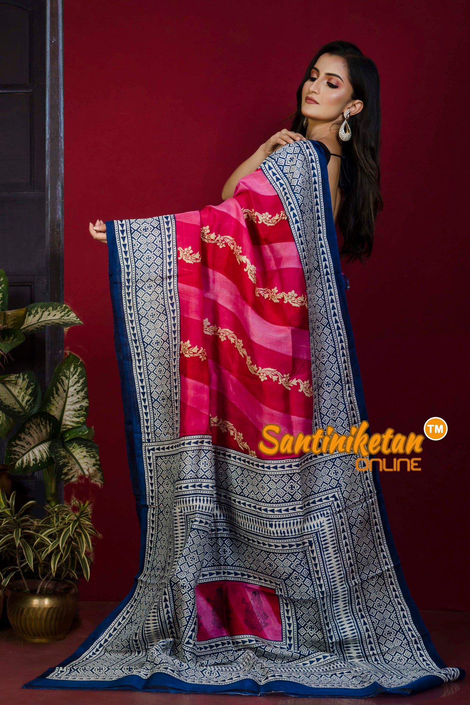 Hand Block On Murshidabad Silk SN20221259