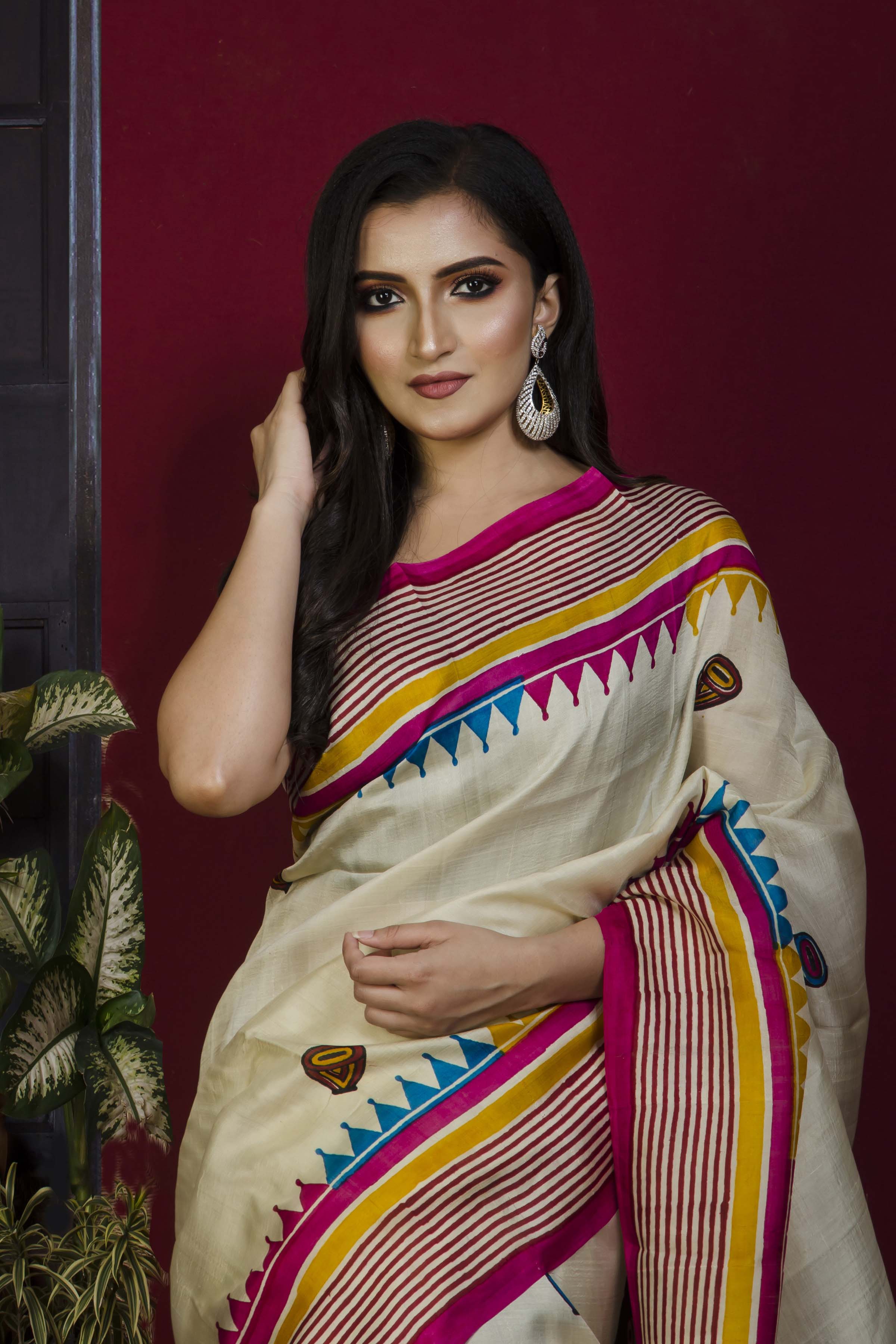 Hand Block On Murshidabad Silk SN20221263