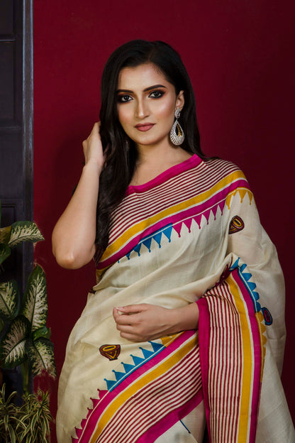 Hand Block On Murshidabad Silk SN20221263