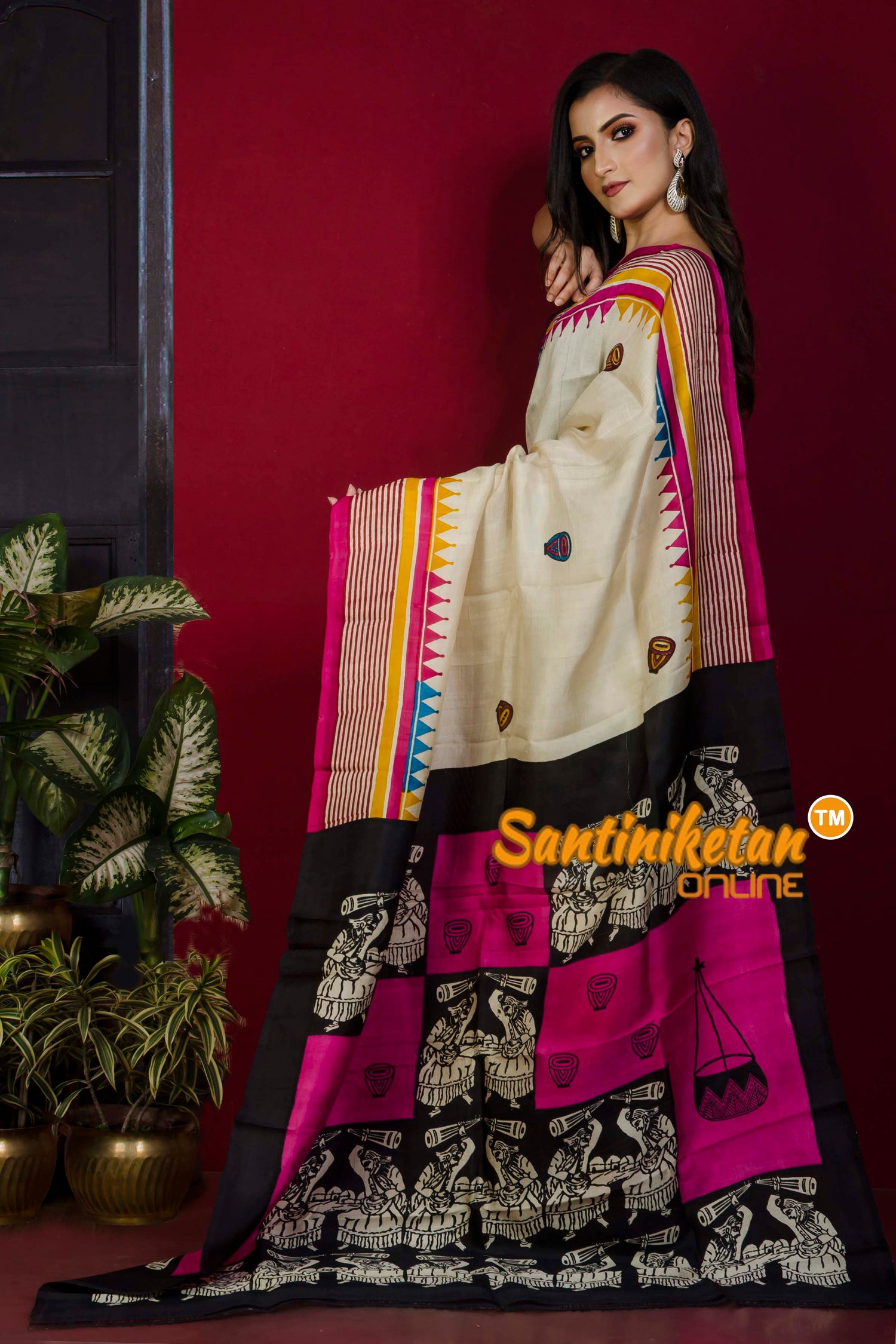 Hand Block On Murshidabad Silk SN20221263