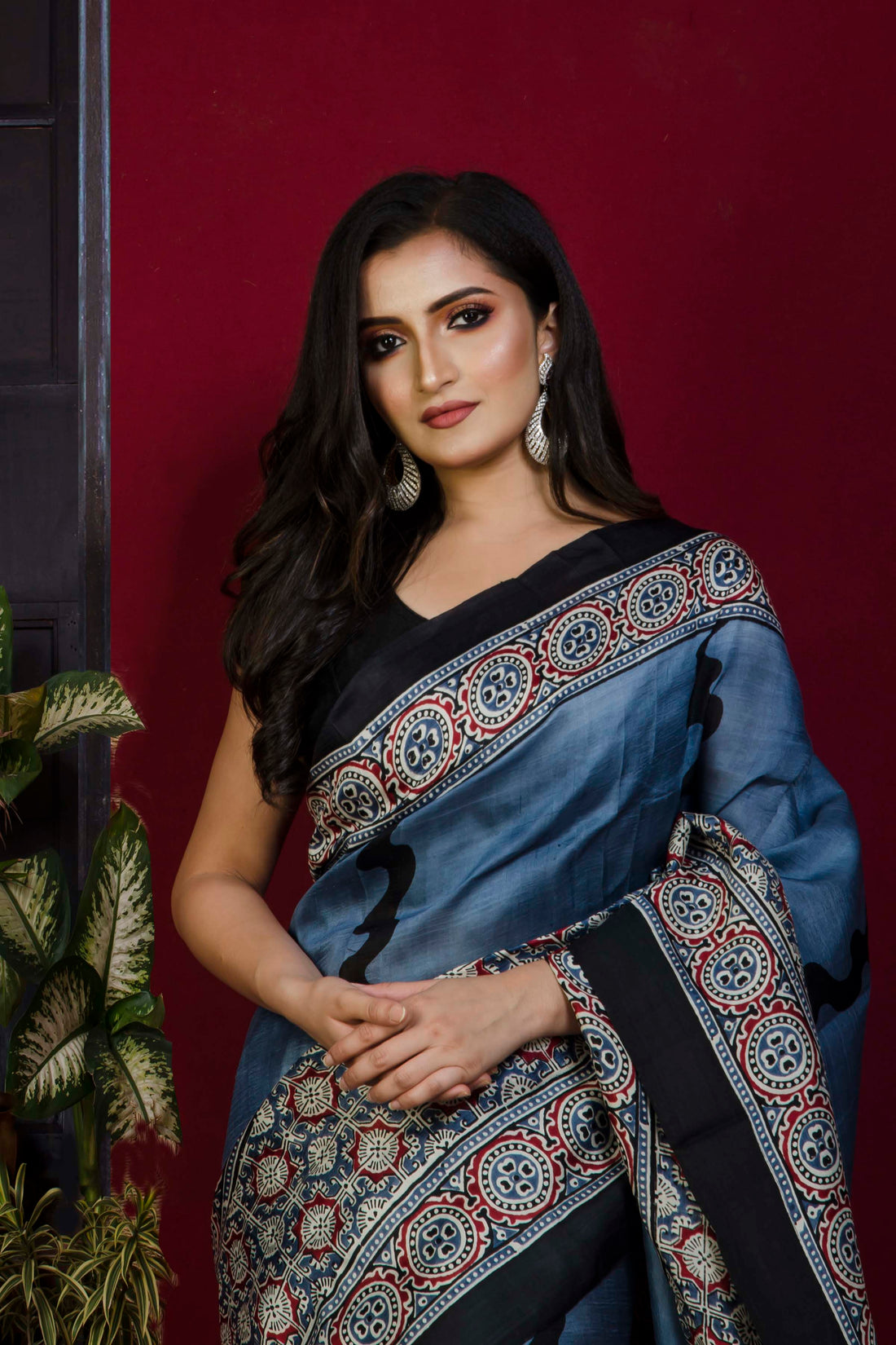 Hand Block On Murshidabad Silk SN20221275