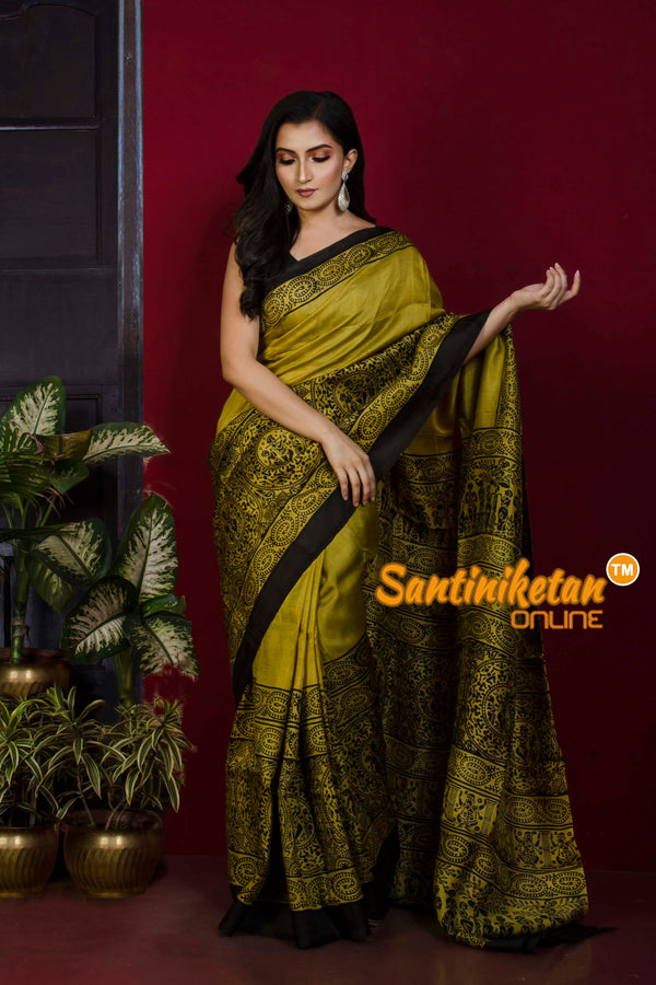 Hand Block On Murshidabad Silk SN20221296