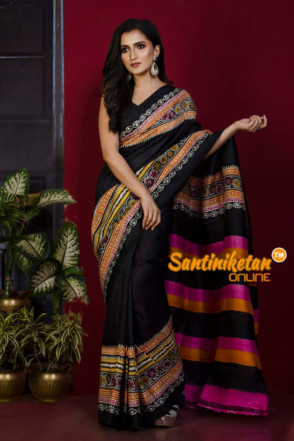 Hand Block On Murshidabad Silk SN20221305