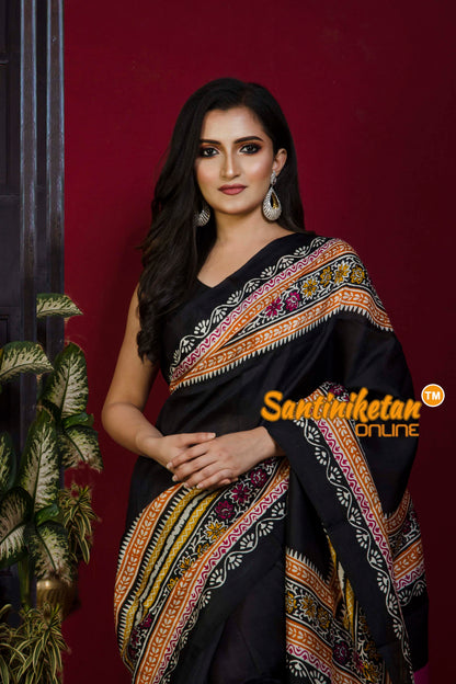 Hand Block On Murshidabad Silk SN20221305