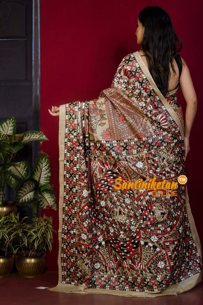 Pure Tussar Hand Painting Madhubani Saree SN20221359