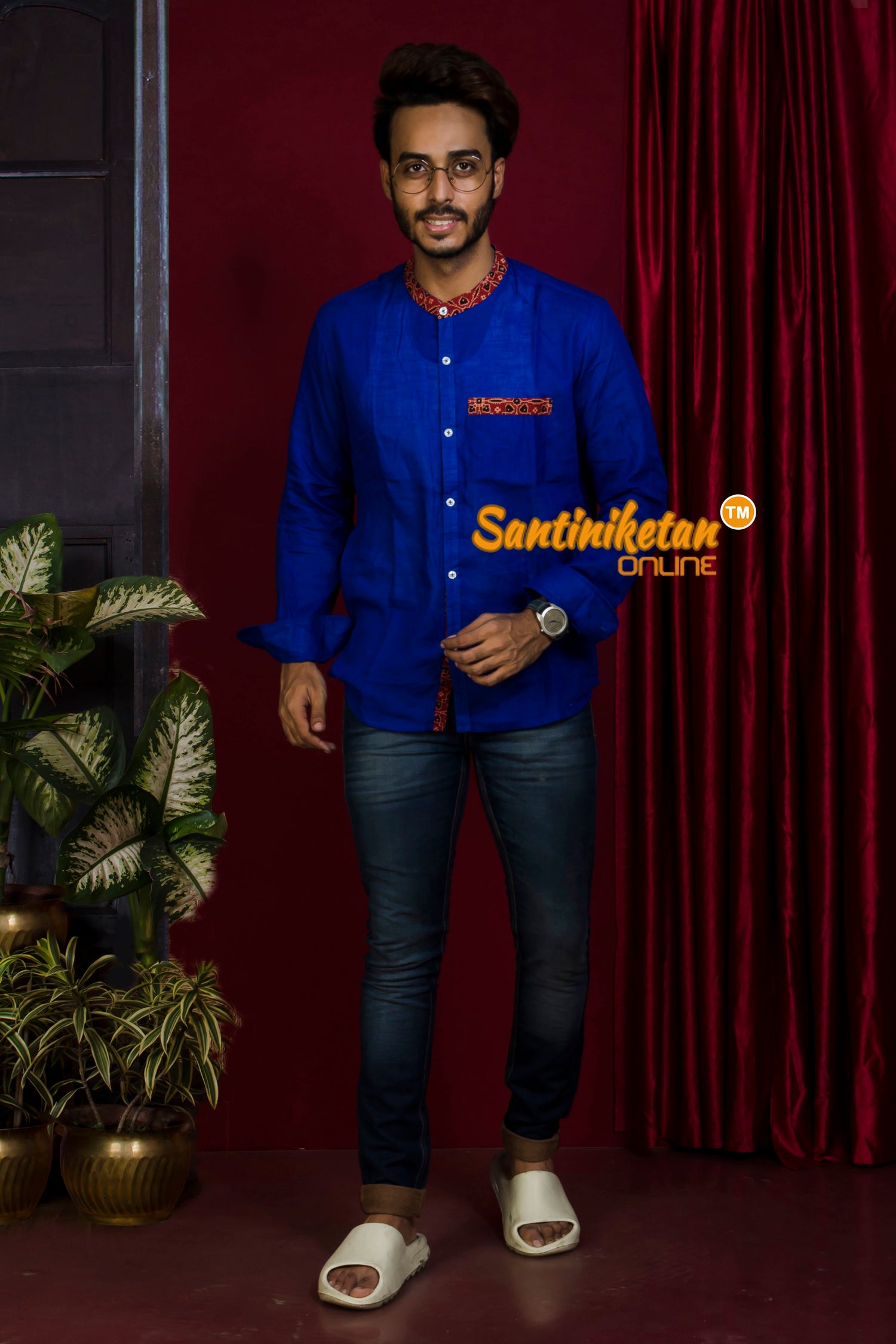 Full Sleeve Pure Cotton Blue Shirt For Men SN20221487