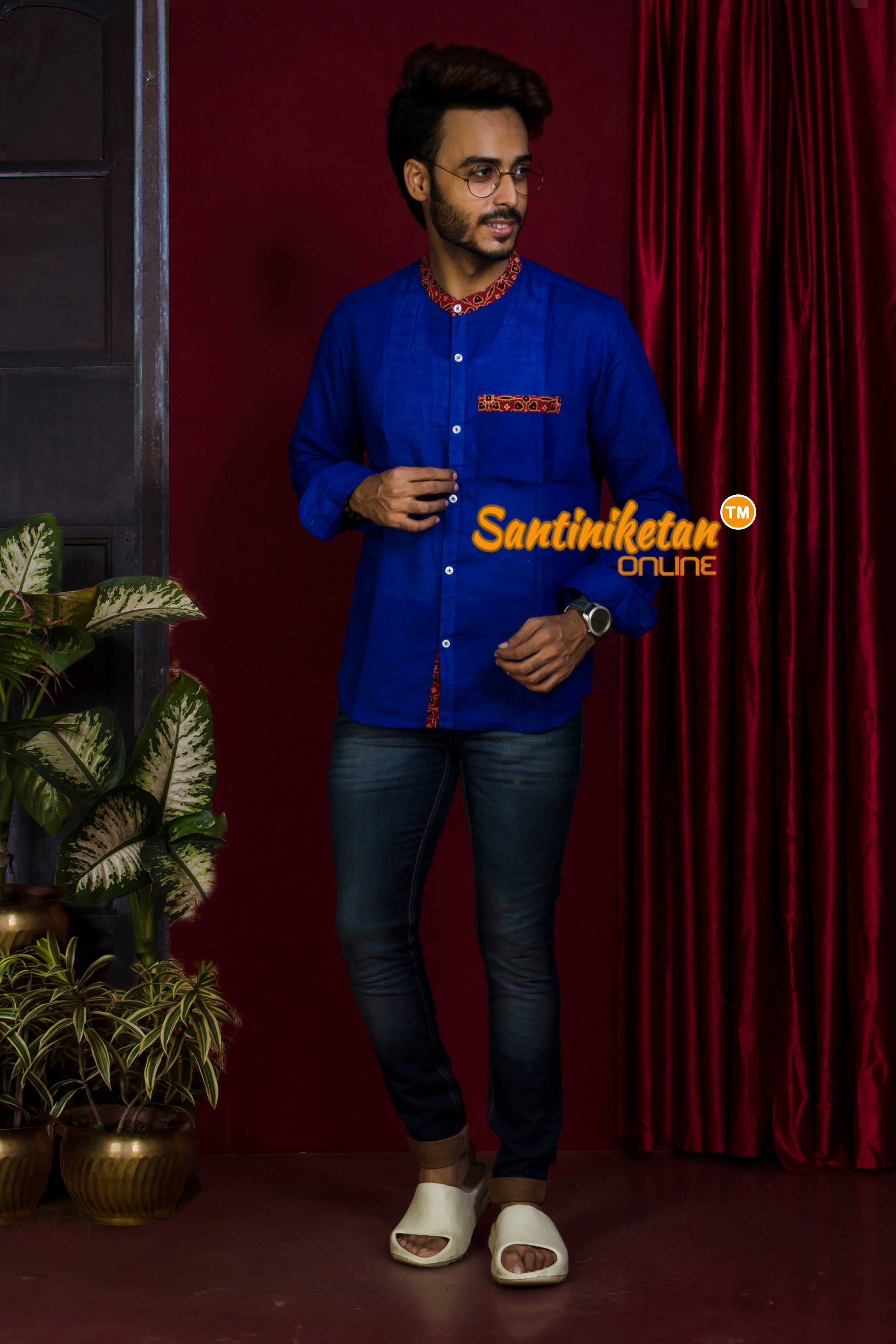 Full Sleeve Pure Cotton Blue Shirt For Men SN20221487