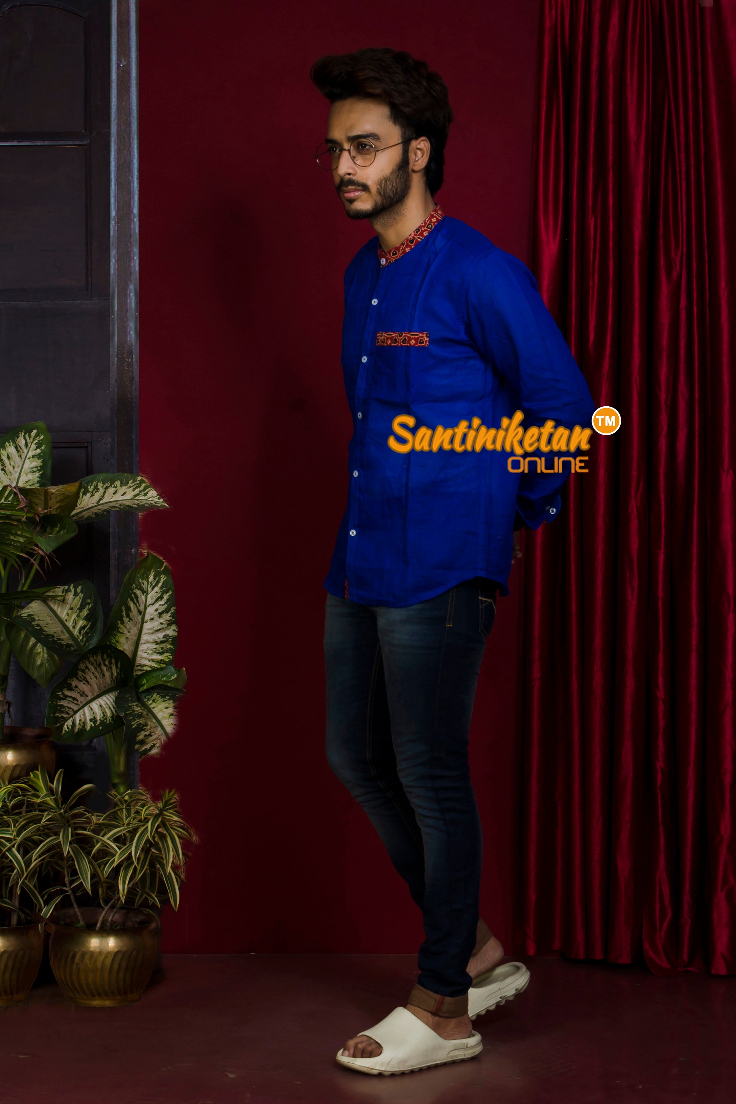 Full Sleeve Pure Cotton Blue Shirt For Men SN20221487