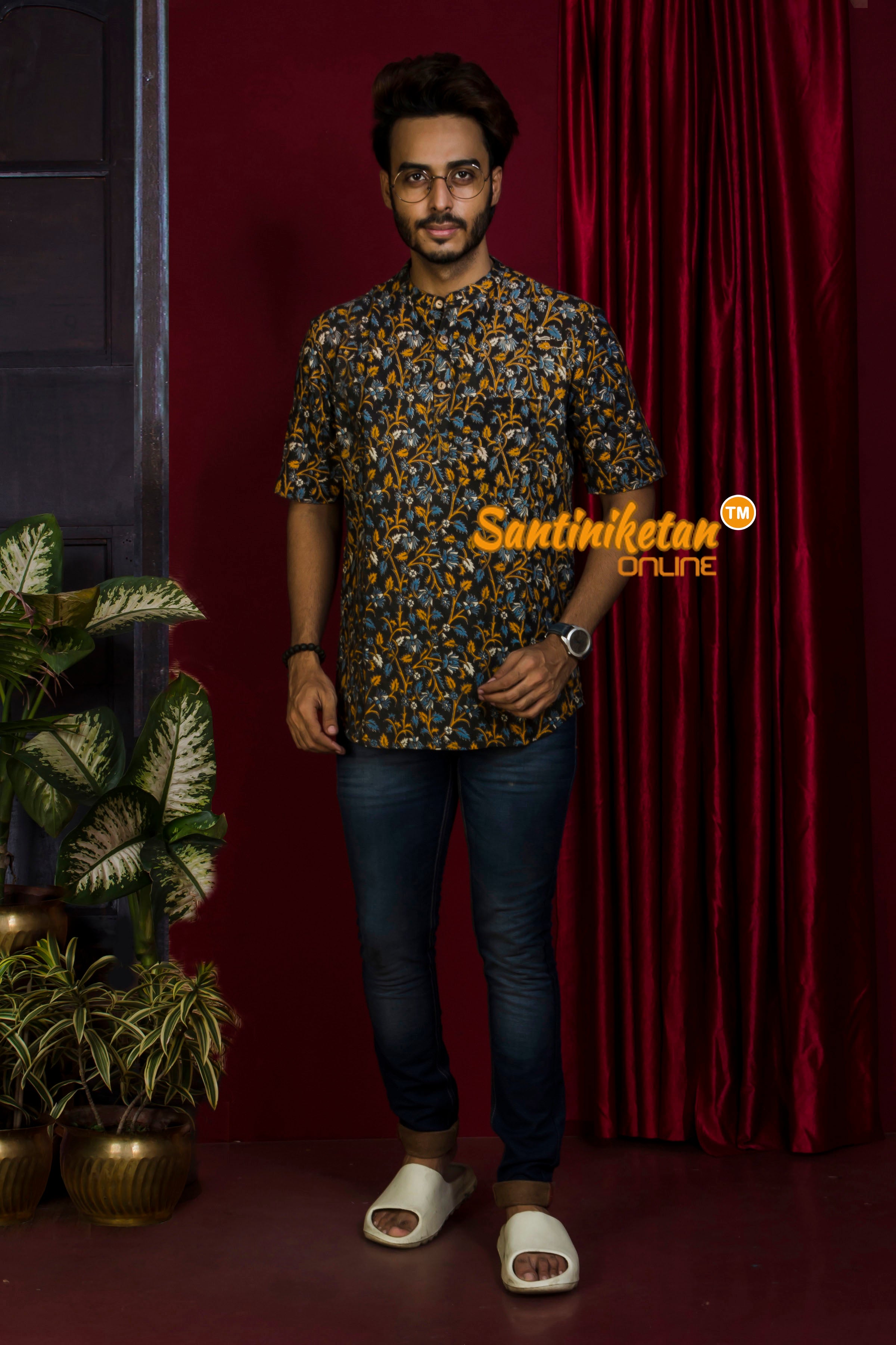 Half Sleeves Pure Cotton Kalamkari Shirt For Men SN20221556