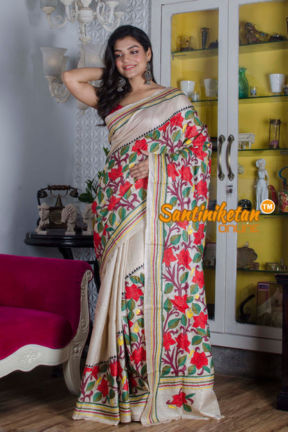 Gachi Tussar Silk Kantha Stitch Saree SN20223735