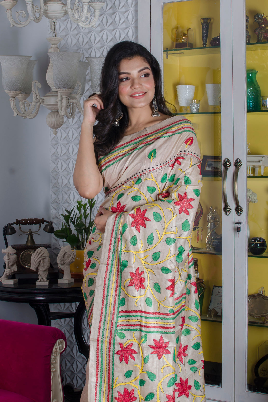 Gachi Tussar Silk Kantha Stitch Saree SN20223759