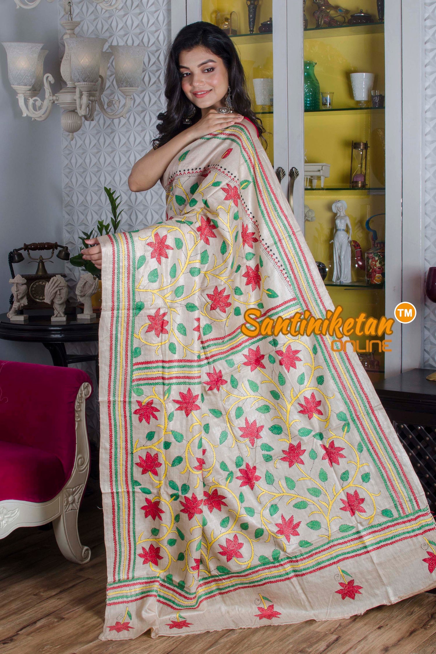 Gachi Tussar Silk Kantha Stitch Saree SN20223759