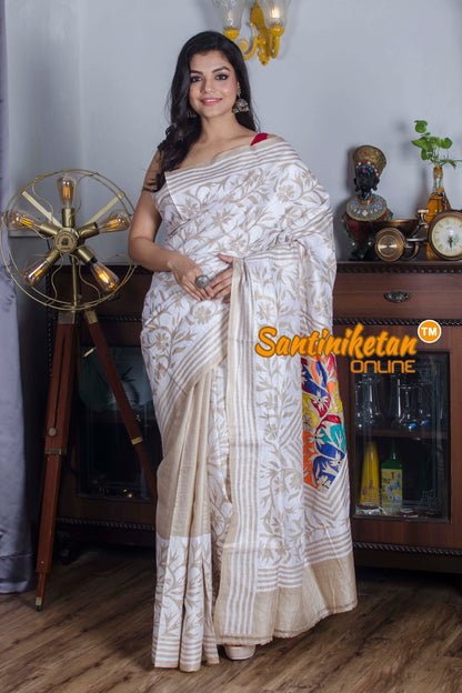 Gachi Tussar Silk Kantha Stitch Saree SN20224101