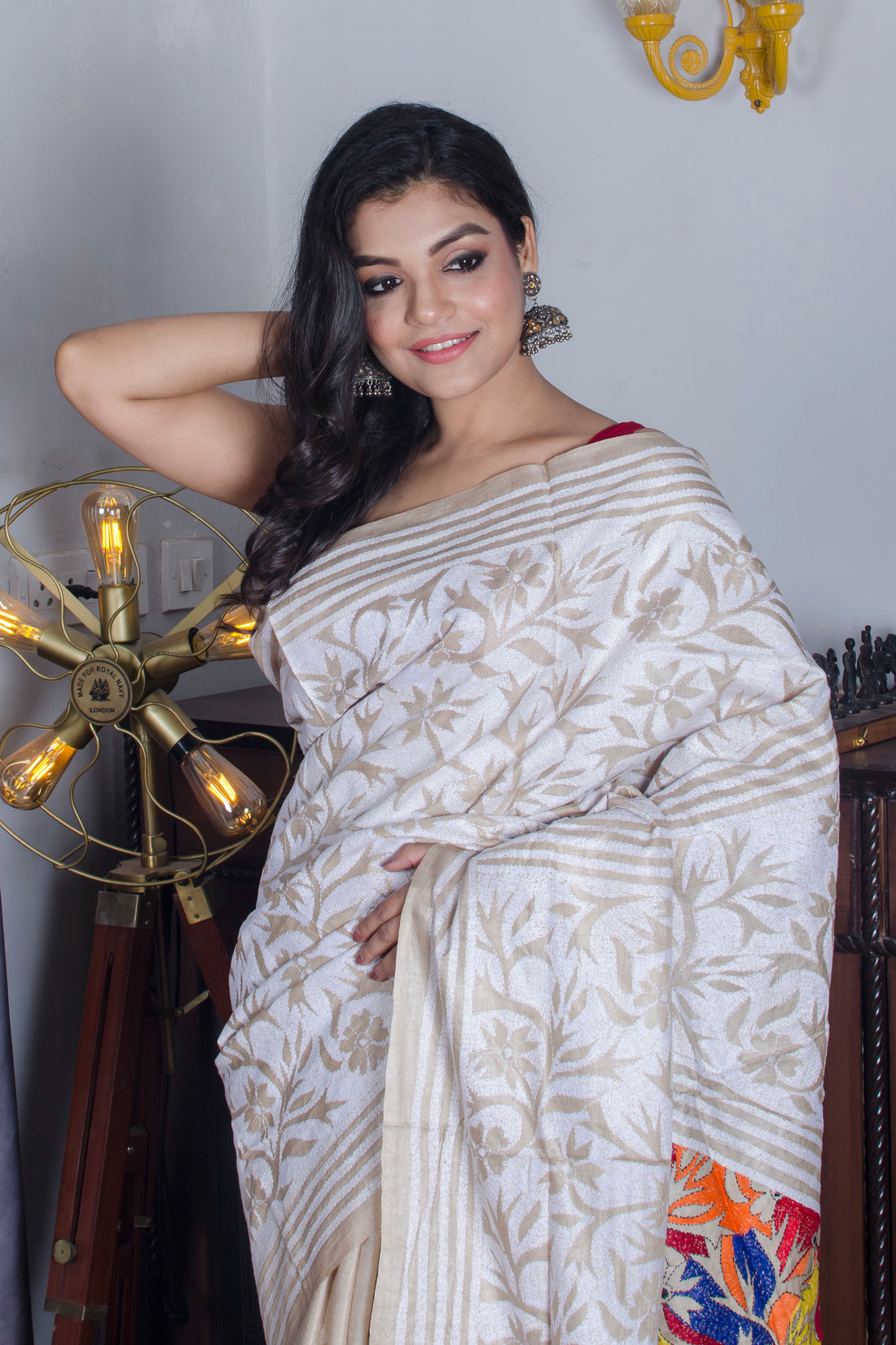 Gachi Tussar Silk Kantha Stitch Saree SN20224101