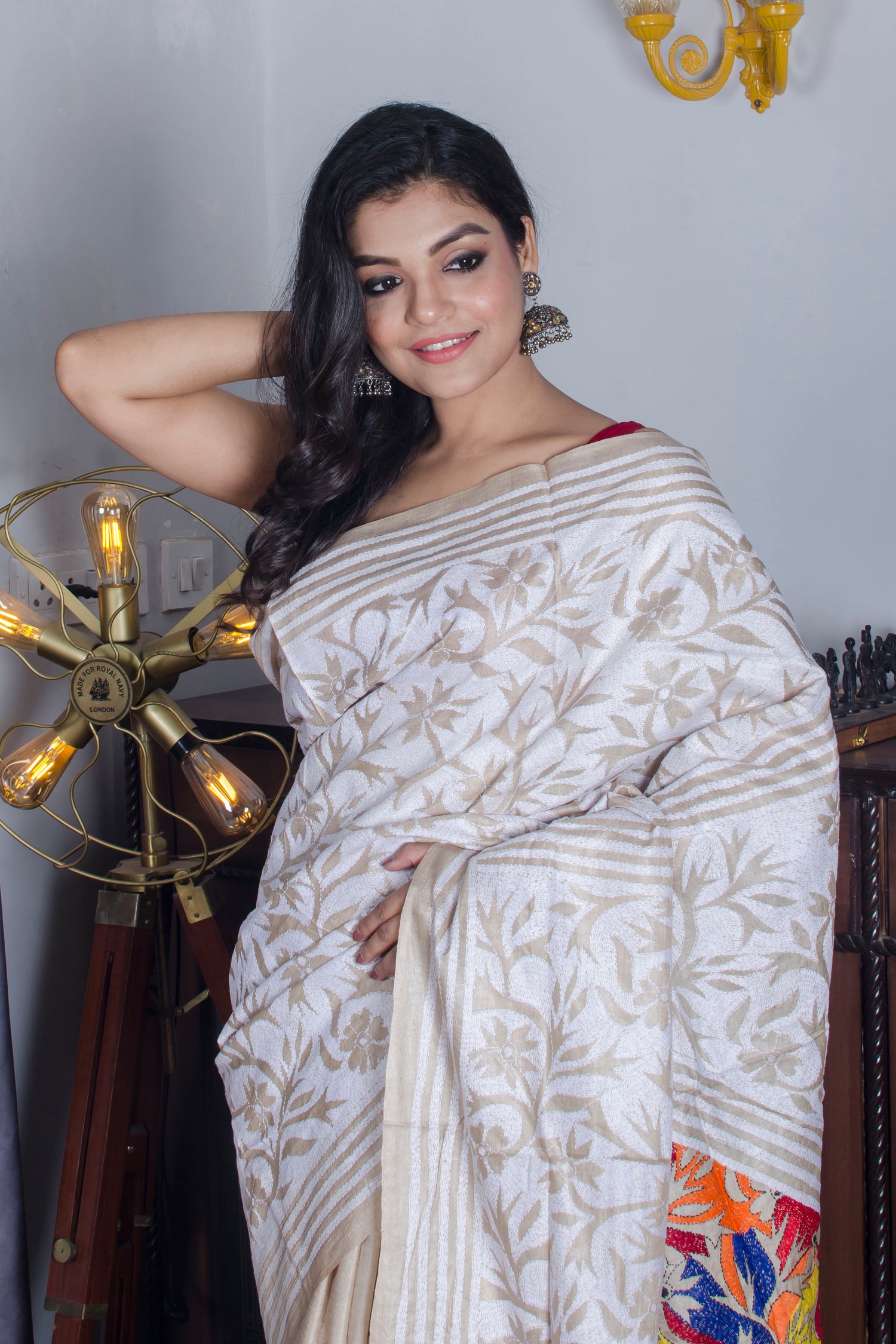 Gachi Tussar Silk Kantha Stitch Saree SN20224101