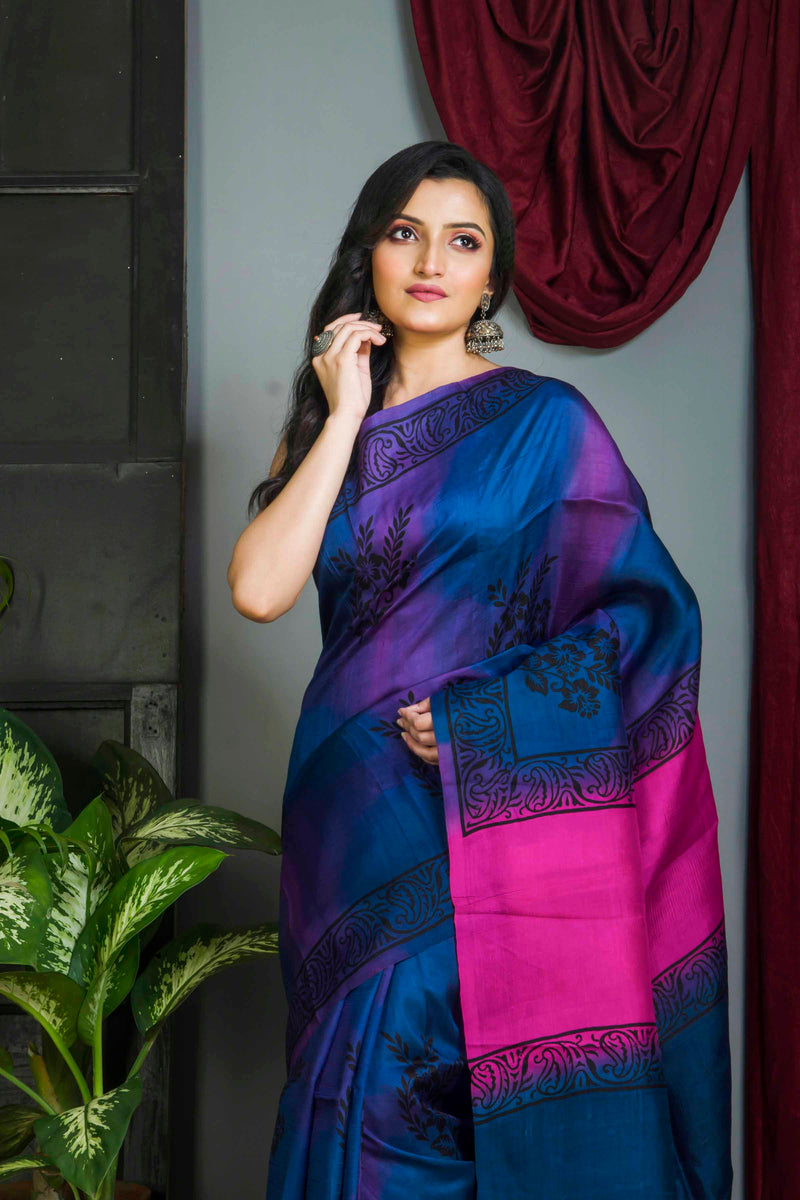 Hand Block On Murshidabad Silk SN20224197
