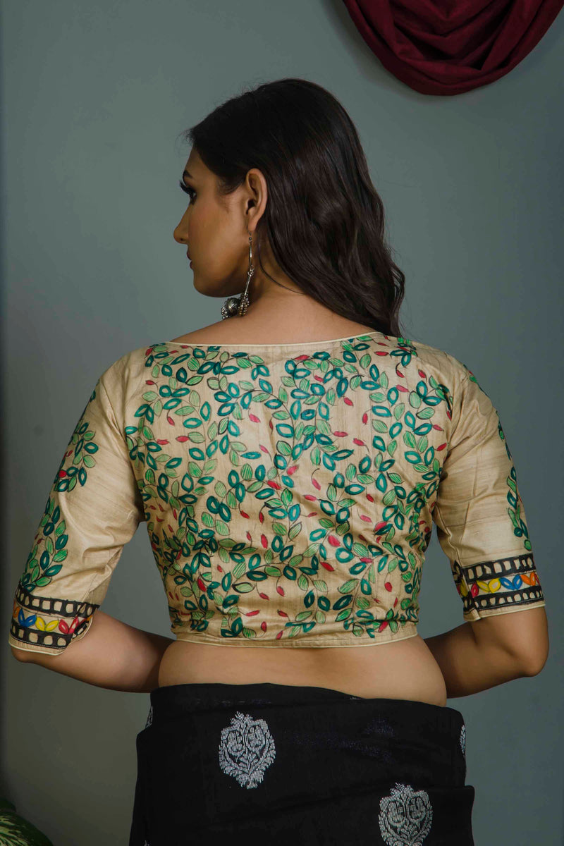 Pure Tussar Hand Madhubani Painting Blouse SN20224557
