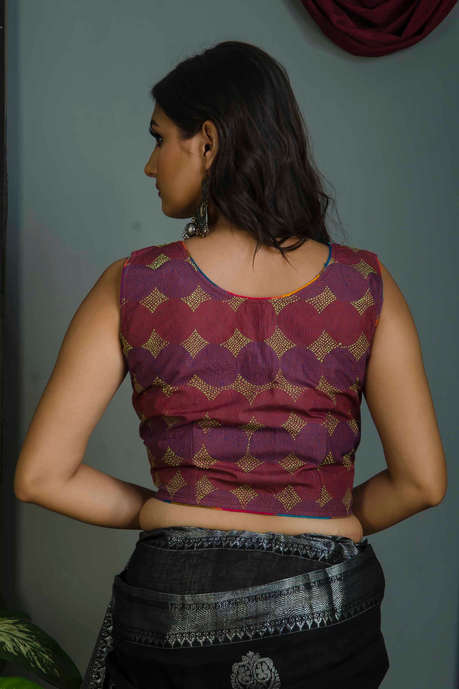 Sleeveless Kantha Stitch Blouse SN20224566
