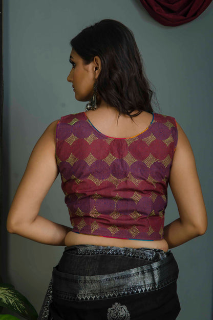 Sleeveless Kantha Stitch Blouse SN20224566