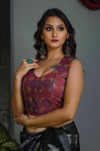 Sleeveless Kantha Stitch Blouse SN20224566