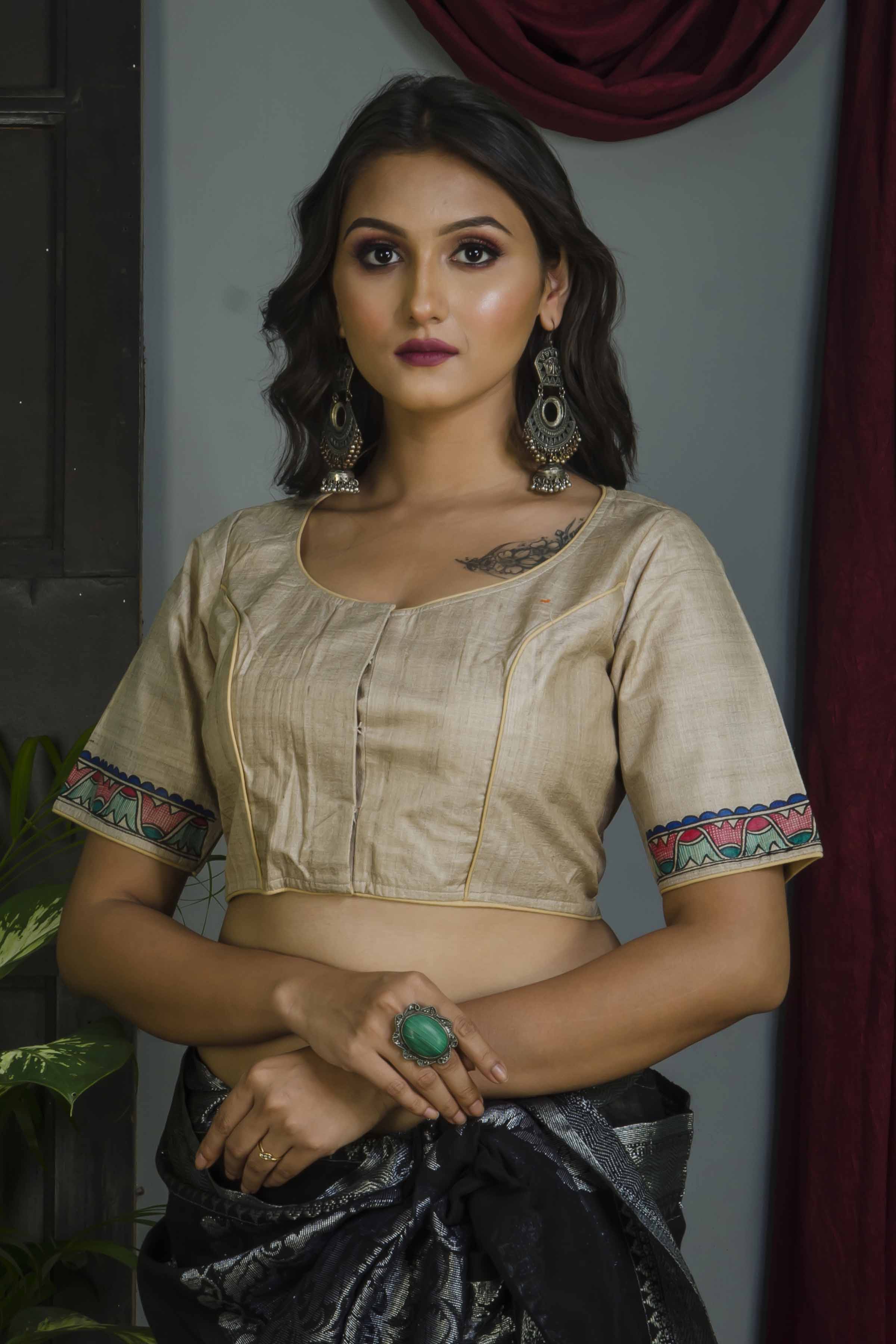 Pure Tussar Hand Madhubani Painting Blouse SN20224587