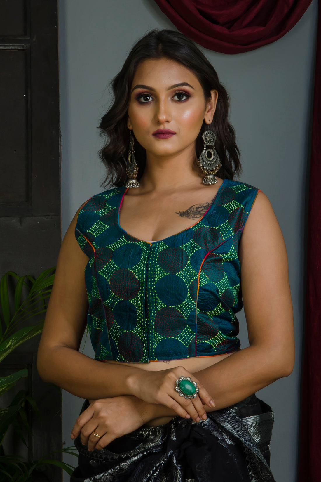 Sleeveless Kantha Stitch Blouse SN20224590