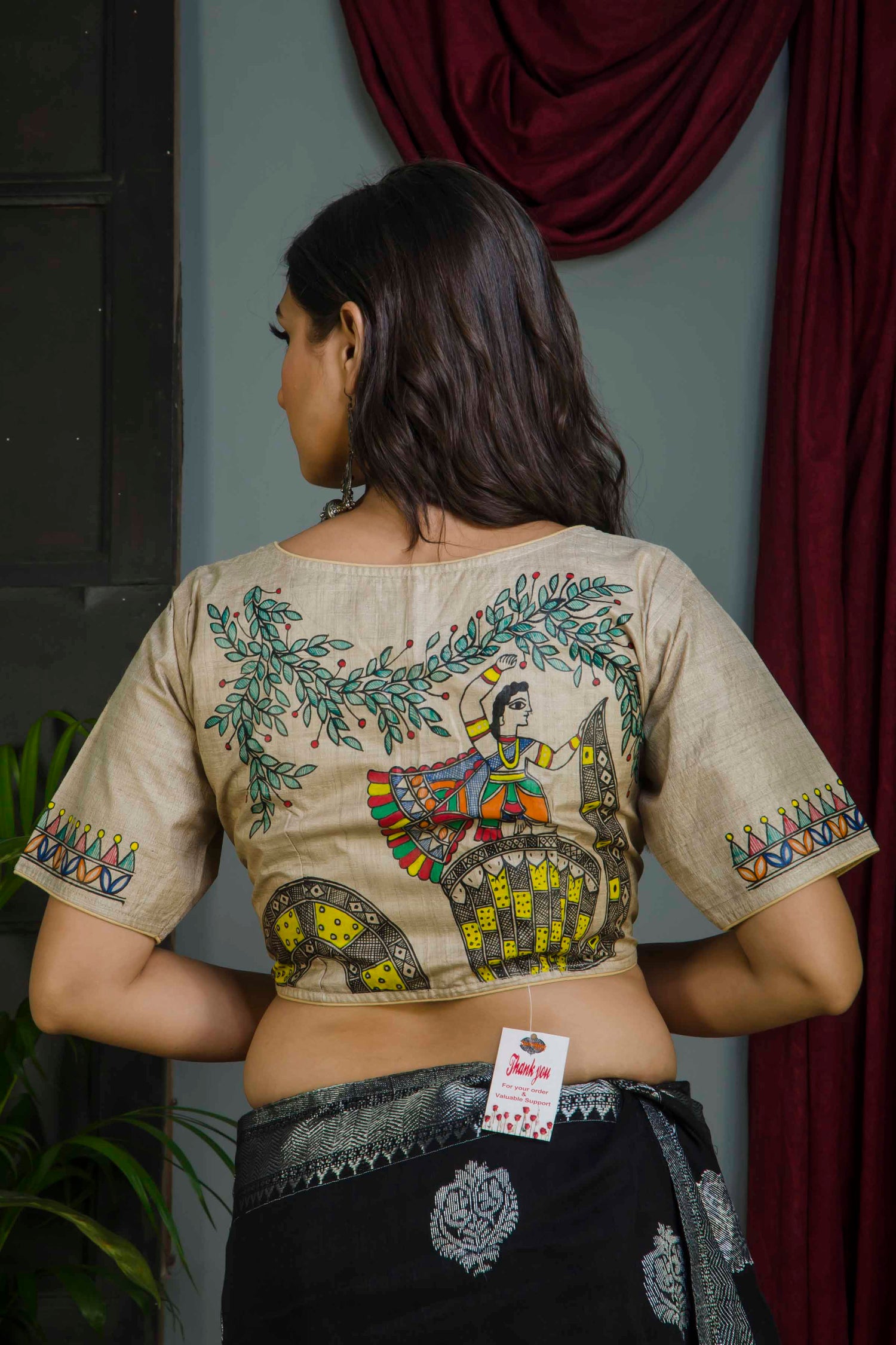 Pure Tussar Hand Madhubani Painting Blouse SN20224627