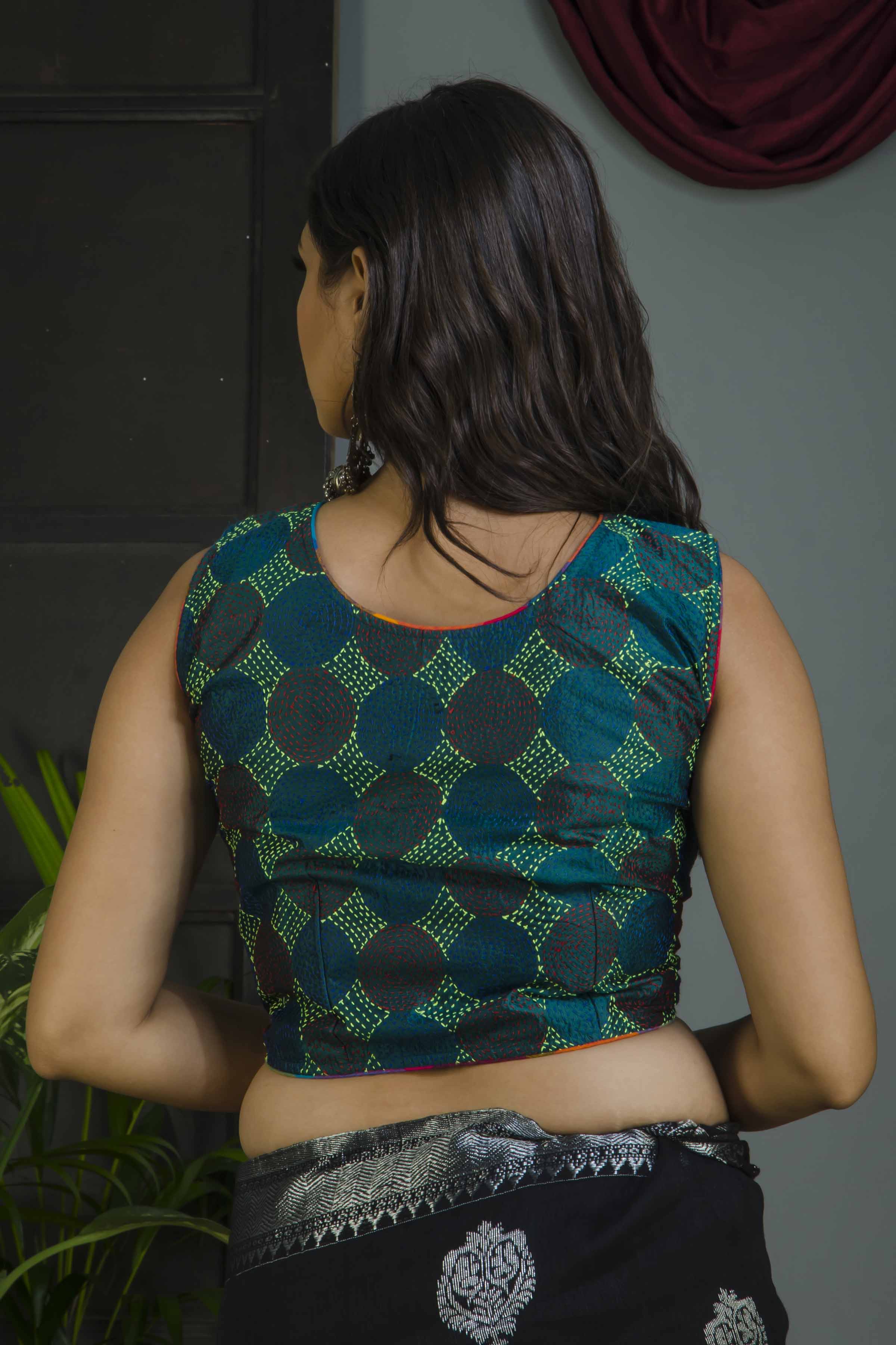 Sleeveless Kantha Stitch Blouse SN20224634